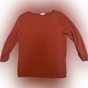Women's Rust Ribbed Sweater - Crew Neck by Deane & White Size M